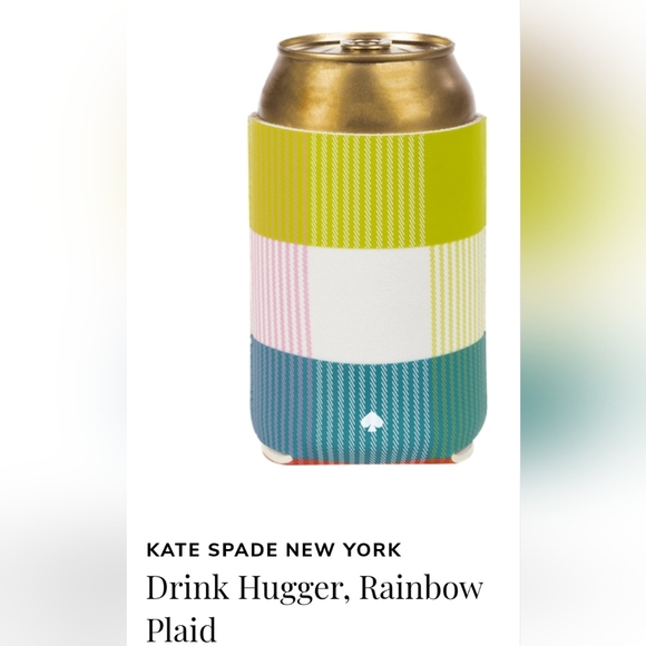 NWT kate spade™ Drink Hugger Rainbow Plaid - Picture 1 of 6
